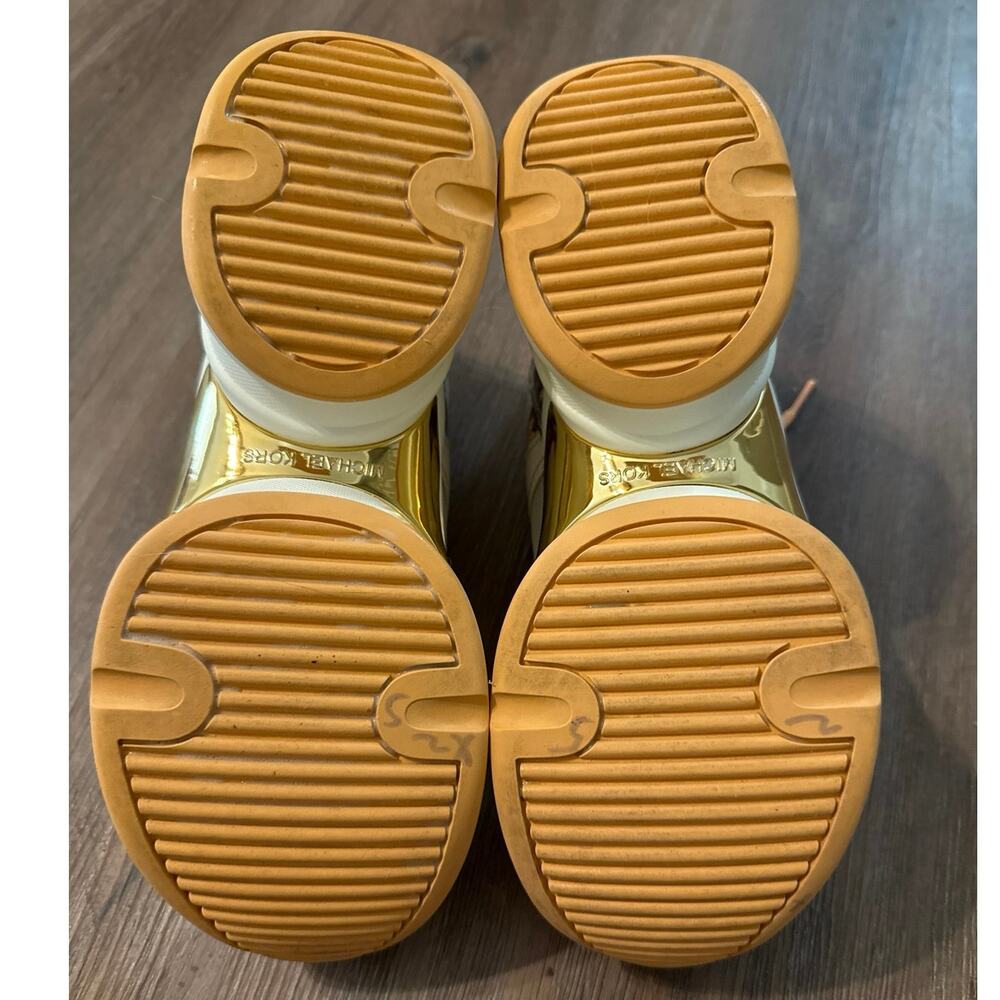 Michael Kors Olympia Canvas Snake Embossed Leather Trainer Sneaker Size 8.5 Shoe - Picture 9 of 12